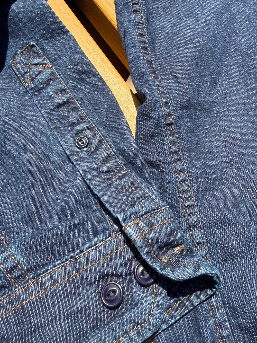 L.L. Bean Men's Indigo Blue Denim Button-Down Shirt - Picture 3 of 5